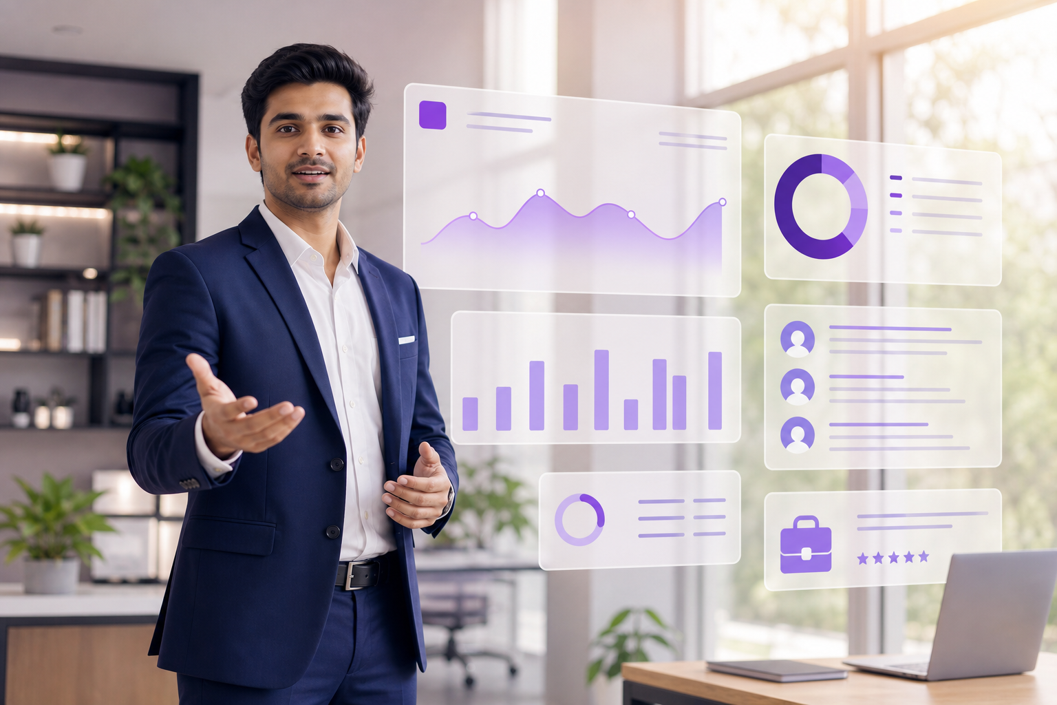Career expert presenting job-search analytics