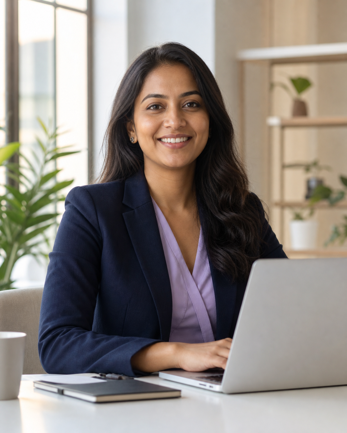 Ananya Sharma at her office desk