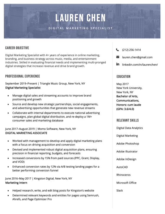 Majestic resume template preview