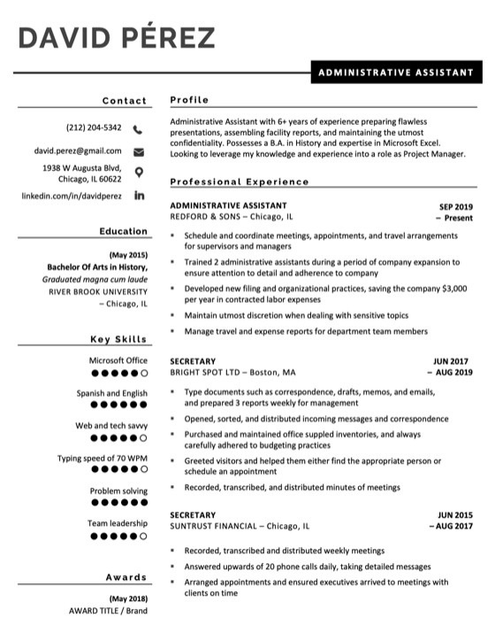 Minimalist resume template preview